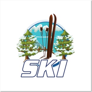 Skiing travel logo Posters and Art